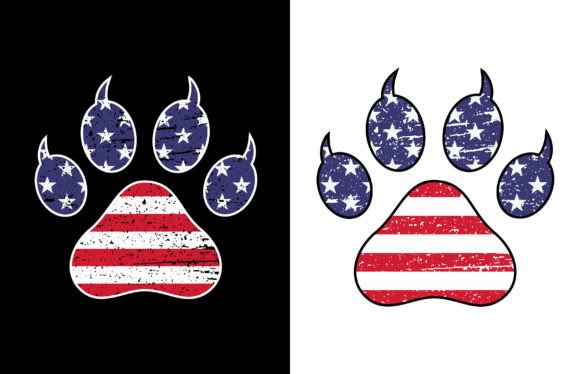 Cat Paw with USA Flag Design Graphics for T-Shirt Designs