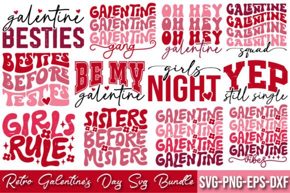 Retro Galentine’s Day SVG Bundle: T-Shirt Graphics